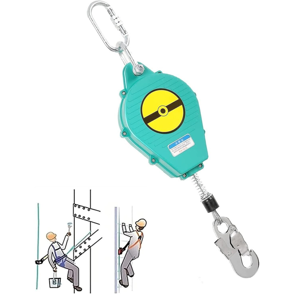 Fall Protection Lifeline With Automatic Retracting Brake, 7M Selfretracting Fall Arrester, 150Kg Load Capacity For Roof Construction 9174973025672