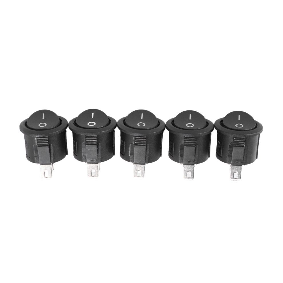 5 Pcs Spst Black Button /Off Round Rocker Ac 6A/125V 3A/250V 4712443527650