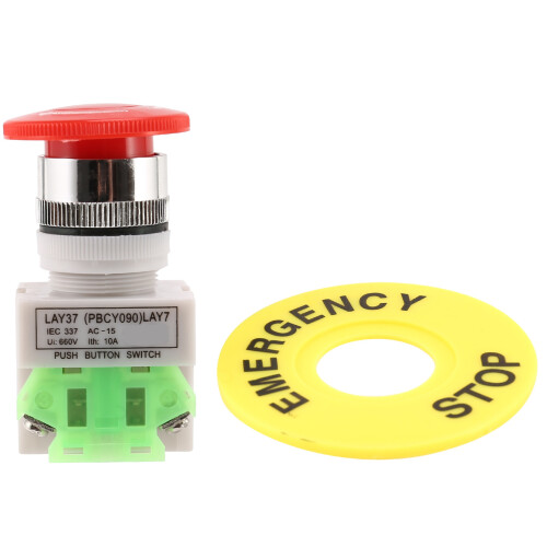 Red Mushroom Cap 1NO 1NC DPST Emergency Stop Push Button  AC 660V 10A