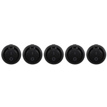 5Pcs SPST Black Button /Off Round Rocker  AC 6A/250V 10A/125V