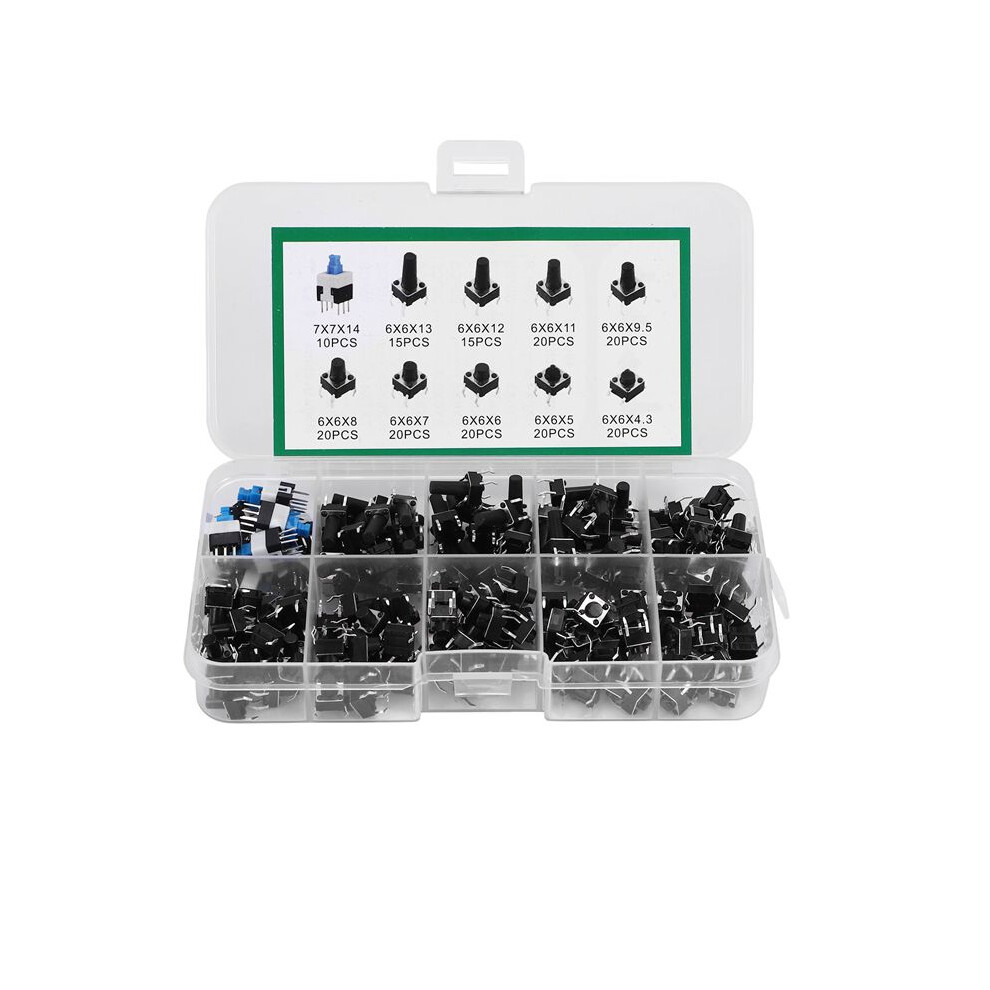 180 Pcs 10 Values Tactile Push Button Momentary Tact Assorted Kits 6031598804217