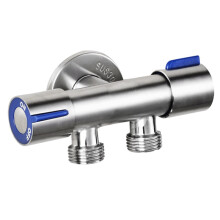 G1/2 x 1/2 304 Stainless Steel One Into Two Three-Way Angle Valve, Double Handle Double Control Single Cold Multi-Function Faucet