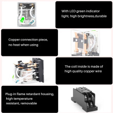 220/240V AC Coil DPDT Power Relay MY2NJ 8 Pin w Socket Base