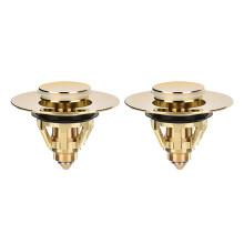2X Drain Fitting Washbasin, Universal - Valve Plug, Sink, Brass Anti-Clogging Strainer, Sink Plug (Gold)