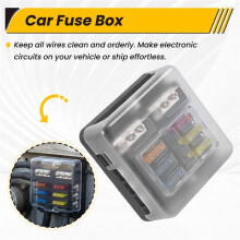 6-Way Waterproof Fuse Block,with LED Indicator 12 Circuits with Negative Marine Fuse Box for 12/24V Car Boat RV Truck