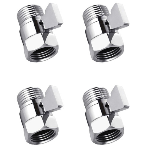 4X Water Flow Control Shut Off Valve, Brass Adjustable Water Pressure Regulator for Hand Held Shower