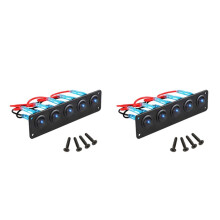 2X Rocker Panel with 5 -Off Pre-Wired Toggle Switches for 12V 24V Car Vehicle Trailer Truck SUV Marine Boat