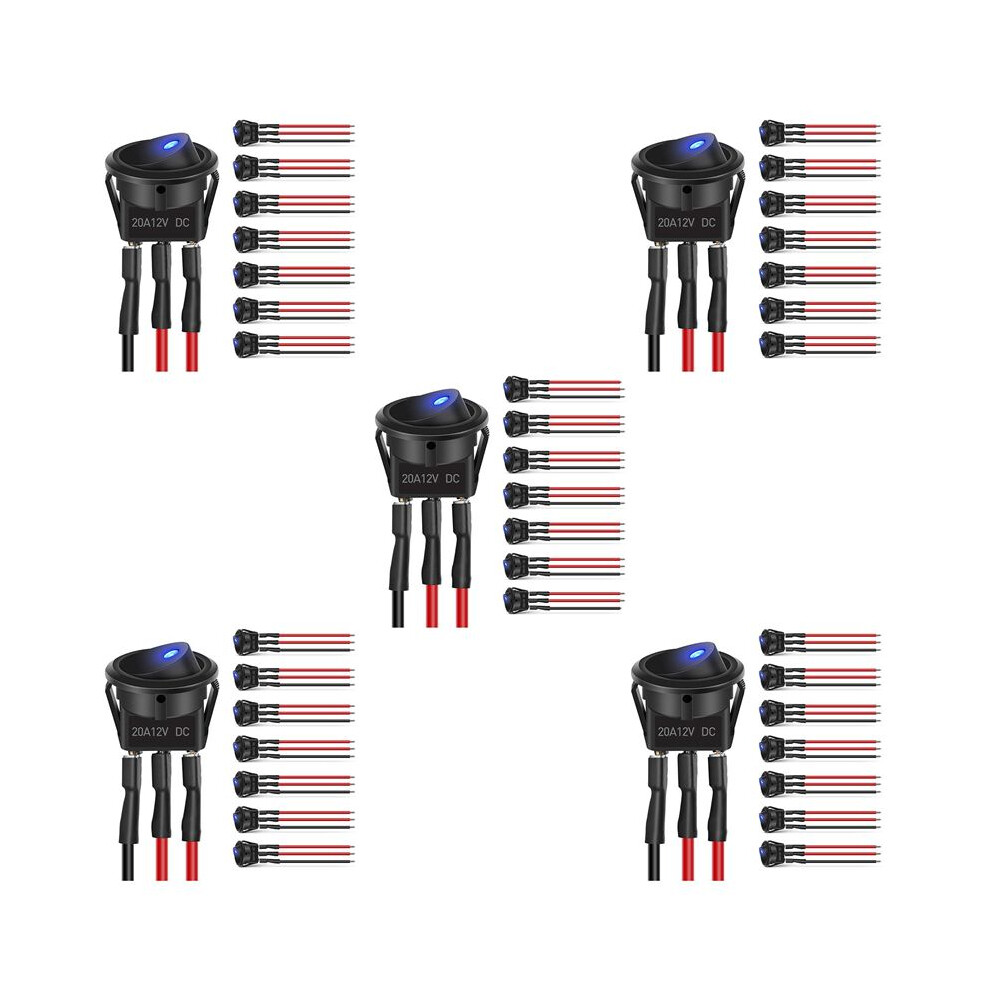 16Pcs 12V 20A Round Toggle Led Rocker -Off Control Spst 3Pins For 12V Car Truck Boat With 24Pcs Wires 6031805605828