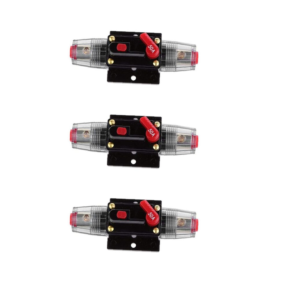 3X Circuit Breaker 12V-48V 50A Resettable Car Stereo Circuit Breaker Power Protection System 6032048550937