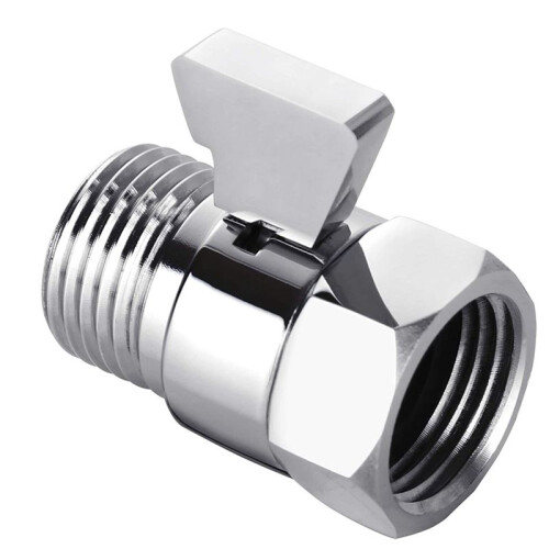 2X Water Flow Control Shut Off Valve, Brass Adjustable Water Pressure Regulator for Hand Held Shower