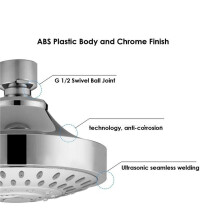 3X Shower , High Pressure 5 Settings Showerhead with Adjustable Swivel Joint