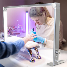 Nail Desk Lamp with Adjustable Brightness, 4000K6000K LED Manicure Light, Foldable Aluminum Silver