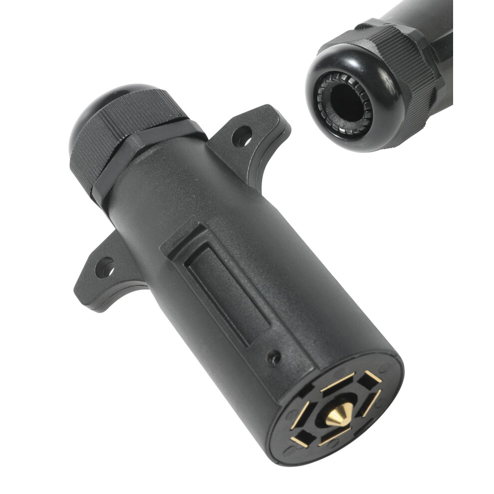 7 Pin Waterproof Trailer Plug With Brass Terminals, Heavy Duty 7 Way Connector For Rv And Boat 9771547122074