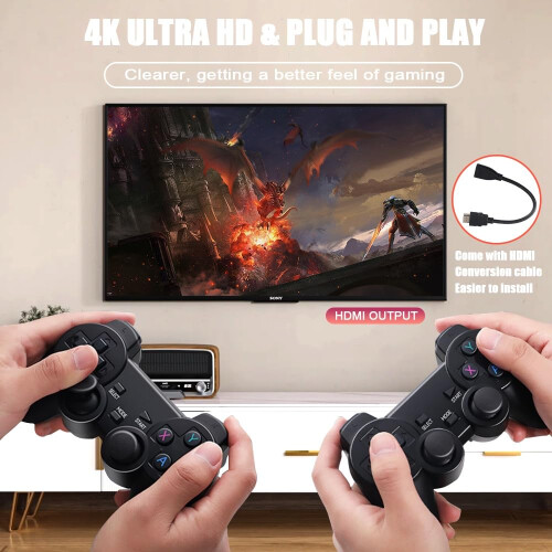 Retro Game Console with 30000 Games, Dual Wireless Controllers, 4K HDMI Output, 64G Black 2