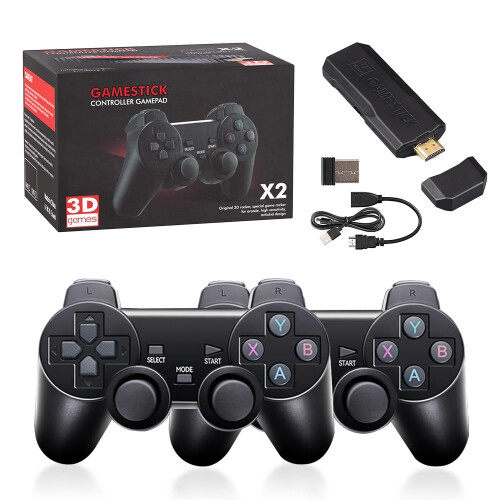 Retro Game Console with 30000 Games, Dual Wireless Controllers, 4K HDMI Output, 64G Black