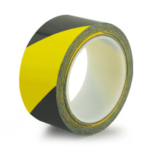 Black and Yellow Hazard Warning Tape 40m x 80mm Visibility Weather Resistant Adhesive