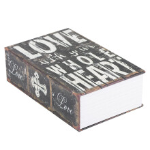 Book Safe with Combination Lock, Discreet Metal Interior Hidden Storage for Cash and Jewelry, Rose Love