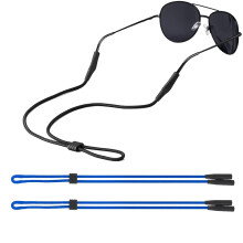 Adjustable Glasses Strap with NonSlip Silicone Grip for Sports, Eyeglasses Holder Around Neck, 2PCS Blue