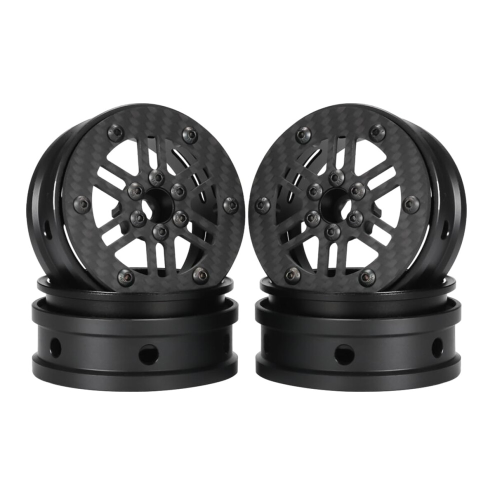 2.2 Carbon Fiber Aluminum Rc Crawler Beadlock Wheels For 1/10 Cars Trucks Scx10 Trx4 Wraith Black 9073542362470