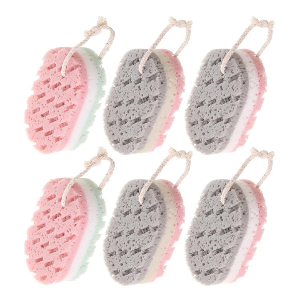 6Pcs Bath Sponge Set for Adults TripleLayer Exfoliating Body Scrubber Soft Foam Shower Towels Random Colors