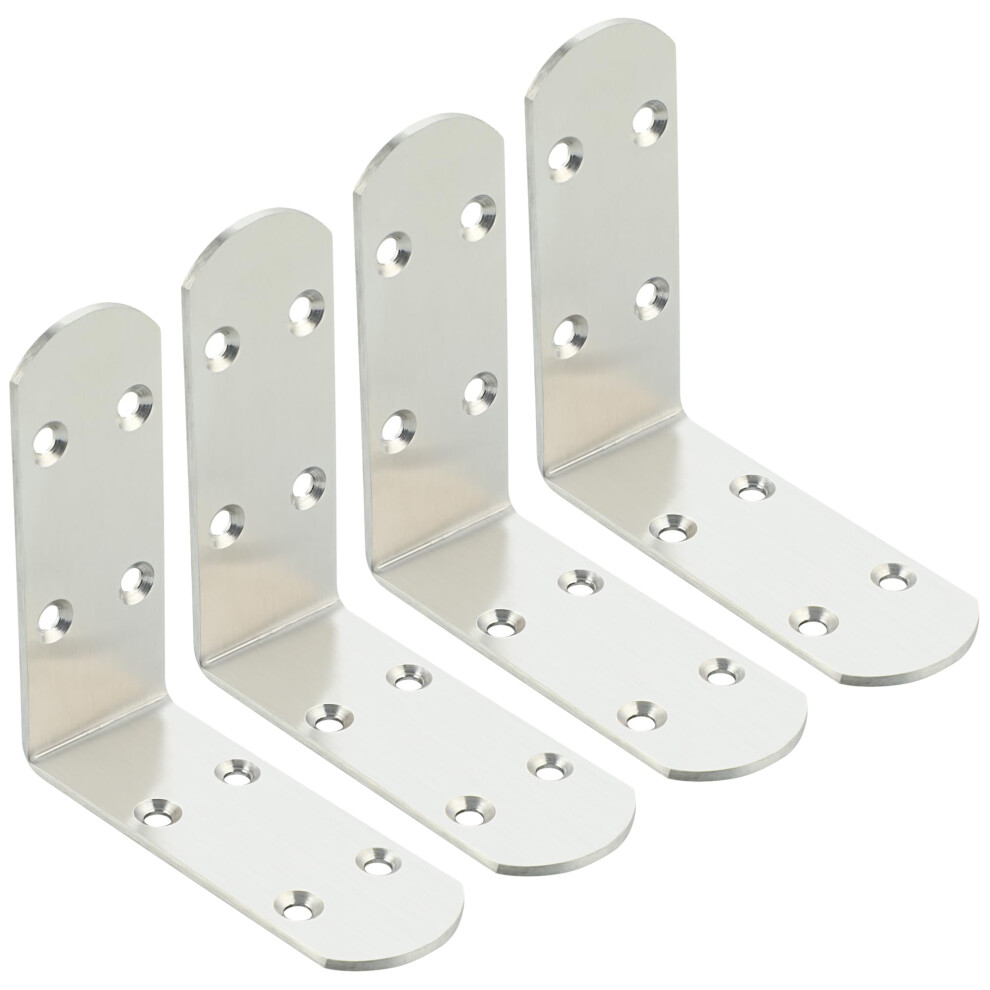 4Pcs Stainless Steel L Brackets for Shelves, Heavy Duty Floating Shelf Supports, Rustproof 4x4 Inch
