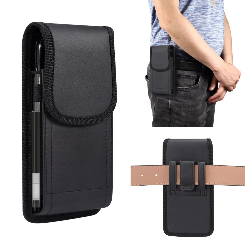 Cell Phone Belt Holster With Clip For Iphone 11 Pro Max And Galaxy S23 Plus Leather Horizontal Pouch 9073542362654