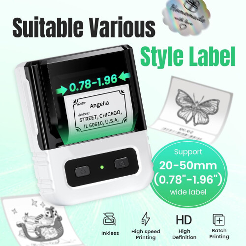 Bluetooth Label Printer M102 with Tapes, Inkless Thermal Printing, Mini Barcode Maker for Home Office 2