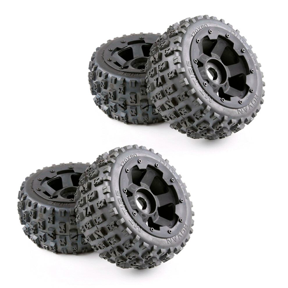 4X Tyres And Wheel Hub Set For 1/5 Hpi Baja 5B Rc Car Parts- Rear 170X80 Black 6132206241148