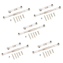 5X Asta di Sterzo RC Set di Tiranti Sterzo Nel Lega di Alluminio Lavorata Un CNC per Camion WPL 1608T RC Set di Tiranti Sterzo RC, Grigio