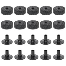 20Pcs 38mm Drum Stand Felt Washer Pads with Sleeves for Drum Kit Replacement Noise Reduction