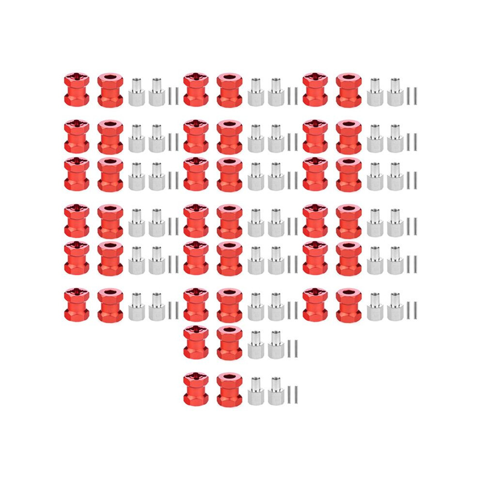 40X Rc Car Metal 12Mm Wheel Hex Hub 15Mm Extension Coupler For Axial Scx10 D90 Cc01 F350 1/10 Rc Crawler- Red 6034064192016