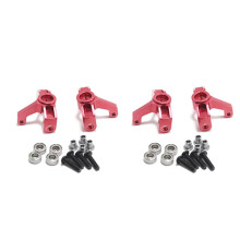 4 Teiliger Vorderrad Sitz Aus Metalllenk Becher mit Lager Aufrüstungs Teilen für  144001 1/14 RC Auto, Rot