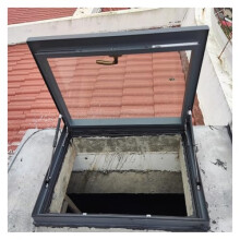 Skylight Roof Hatch with Weatherproof Tempered Glass, Hydraulic Lift and Secure Lock 34x34in