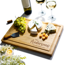 Bamboo Cutting Board with Custom Engraving, Juice Groove and Handles, 3 Sizes