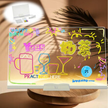 LED Message Board Acrylic Dry Erase with 7 Pens, Light Up Writing Board for Kids 7.9x7.9 Medium