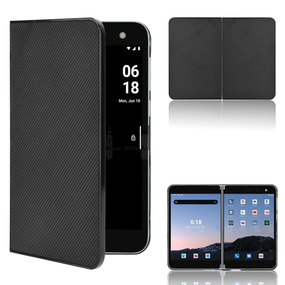 Leather Case Slim Shockproof Flip Folio Cover For Microsoft Surface Duo Black 9073542362821