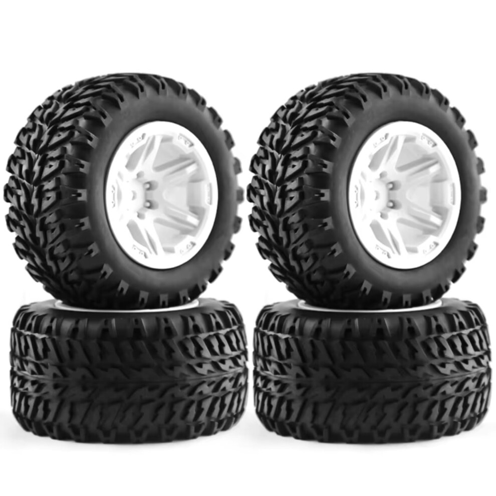 Rc Car Wheels 105Mm Rubber Tires And Rims 12Mm Hex Fit For 1/16 Mjx Hyper Go H16 White 9073542362814