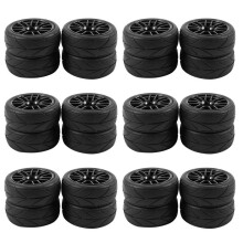 24Pcs 1/10 Rubber Tire Rc Racing Car Tires Road Wheel Rim Fit for Hsp Hpi 9068-6081 Rc Car Part
