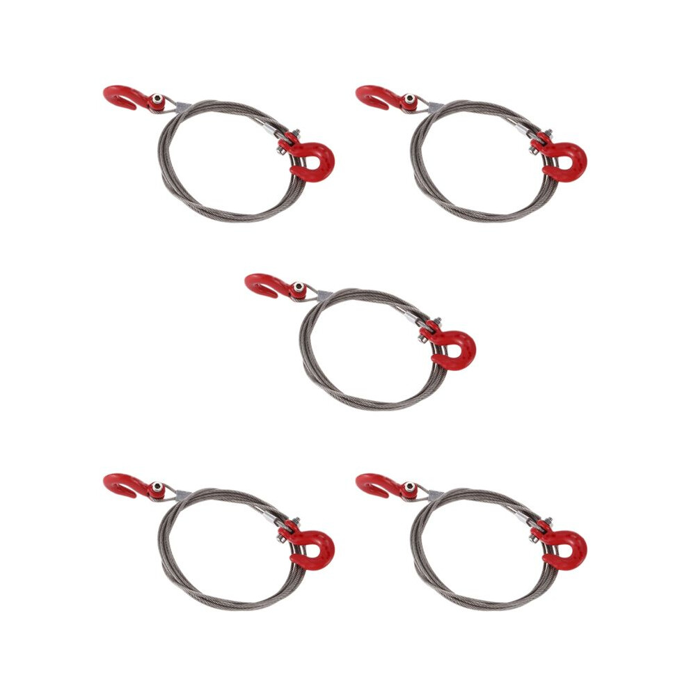 5X 1/10 Rc Car Crawler Steel Tow Rope With Hooks For Scx10 Wraith Axial D90 Toy Parts Red/Silver 6032926562656