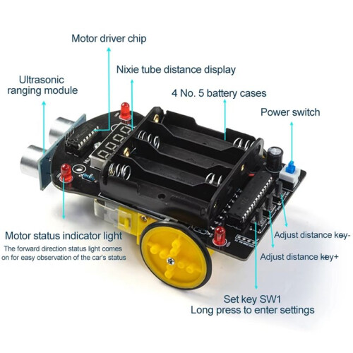 Car DIY Electronic Kit 51 MCU Ultrasonic Obstacle Avoidance Car Automatic Ranging Robot Programming DIY Kit 2