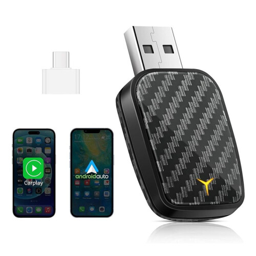 CarPlay Wireless e Android Auto Box 2 In 1, con Cavo per Dongle Wireless, Plug&, Adattatore CarPlay Android AUTO,  AI Box 2