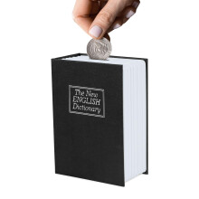 Lockable Book Safe Money Box with Resettable Combination Lock and Concealed Design for Cash and Coins