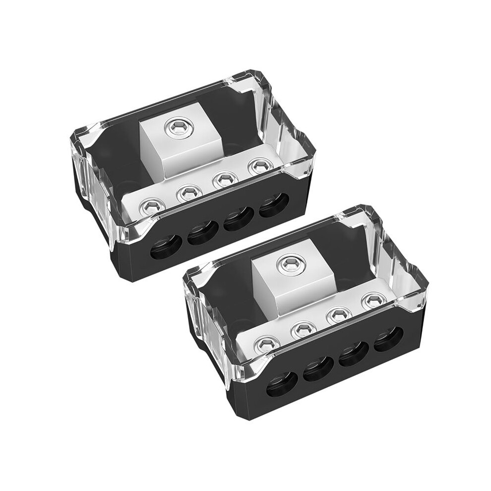 4 Way Power Distribution Block Car Audio 0/2/4 Gauge Input 4/8/10 Gauge Output Amp Ground Distribution Block 2Pcs 4712516100636
