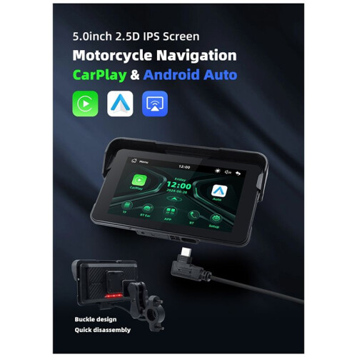 5 Inch Portable Digital Motorcycle Dashboard Motorcycle Navigation Display Screen Wireless CarPlay Moto Android Auto 2