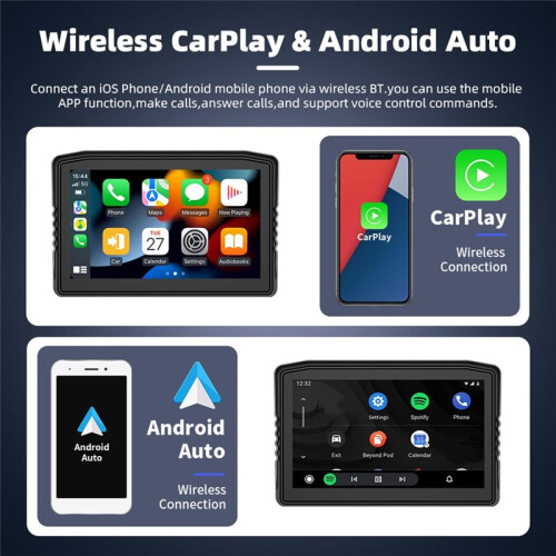 Motorcycle 6.25inch Removable Navigation Screen Wireless Carplay Android Auto Display Waterproof Display with DVR