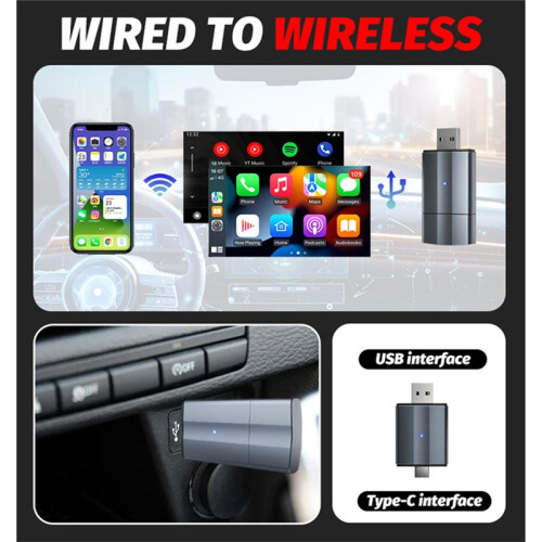 2in1  Box Wireless Carplay Android Auto Box Plug& Wired to Wireless Wifi Auto Connect  Adapter