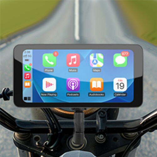 Monitor Inteligente  para Motocicleta de 6,5 Polegadas, Sem Fio, CarPlay, Android Auto, Suporte Removível, IP67, À Prova D'Água 1