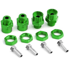 4PCS Metal Hex Adapter 12mm to 17mm Wheel Hex Hubs Adapter Extension Conversion Nuts for 1/10 RC Car,Green