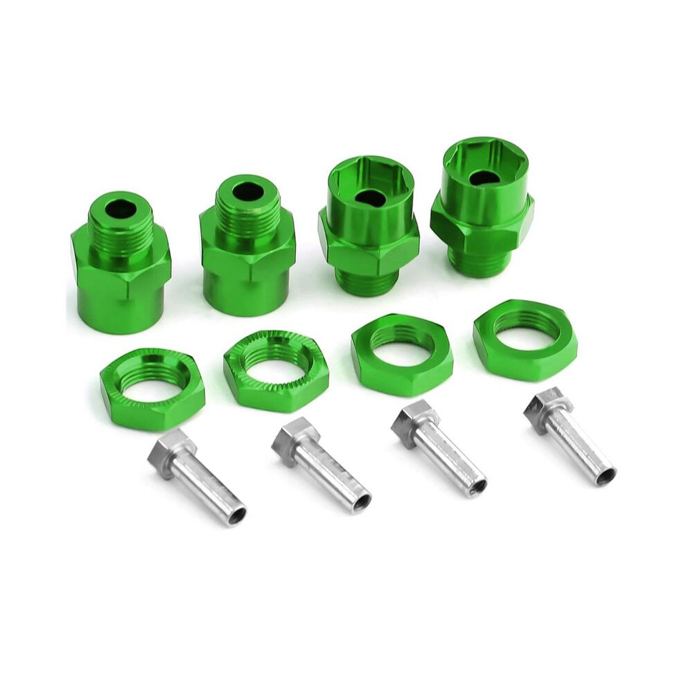 4Pcs Metal Hex Adapter 12Mm To 17Mm Wheel Hex Hubs Adapter Extension Conversion Nuts For 1/10 Rc Car, Green 6031369148151