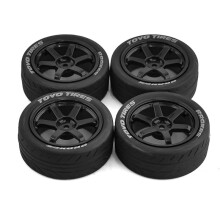 4 Piezas 68Mm 1/10 RC Racing Car Tires en Road Touring Drift Car Tire Wheel para TT01 TT02 XV01,Negro